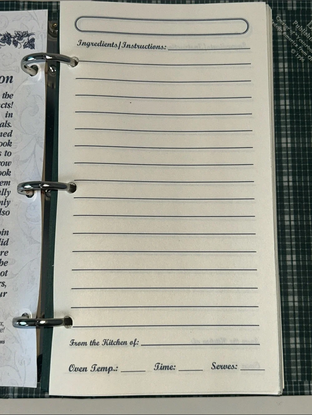 Vintage Recycled Paper Recipe Book Yesterboard Recipe Keepsake Binder 1996